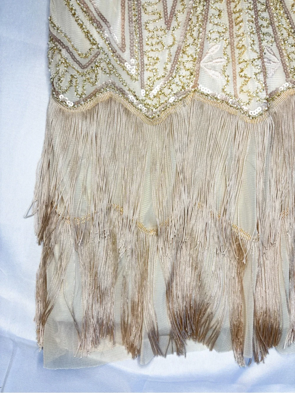 Gold Beaded Fringe 1920’s Gatsby Cocktail Dress NWT - Picture 4 of 4